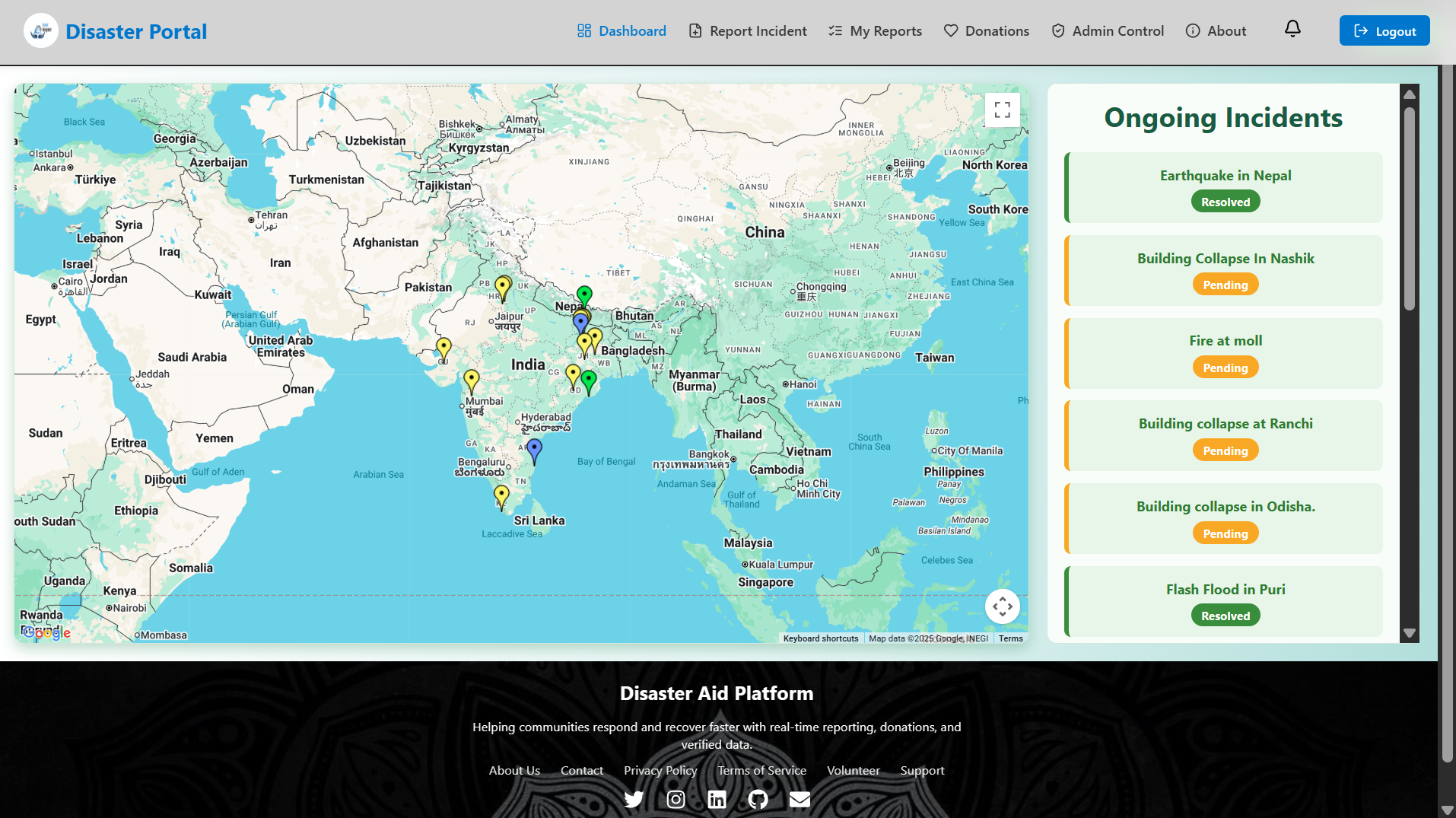 Disaster App Screenshot